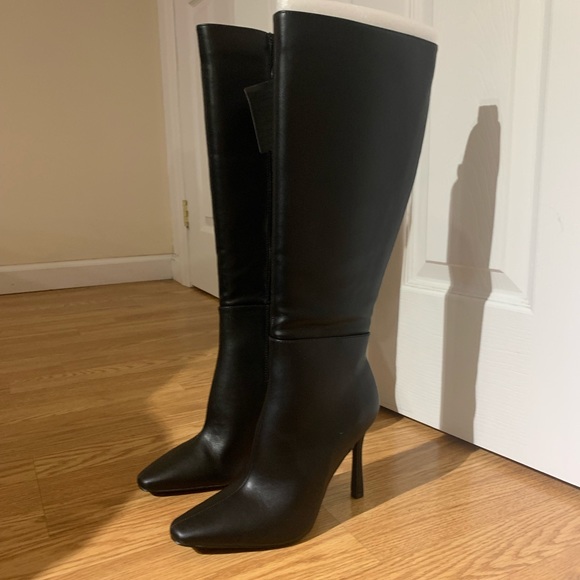 Knee High Black Stiletto Boots - Picture 2 of 5